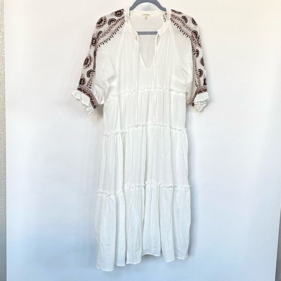 EN CRÉME Fancy White Embroidered Dress, Size XS - Picture 1 of 12